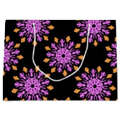 ピンクとオレンジのネオンの花 ラージペーパーバッグ (正面)