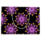 ピンクとオレンジのネオンの花 ラージペーパーバッグ (裏面)