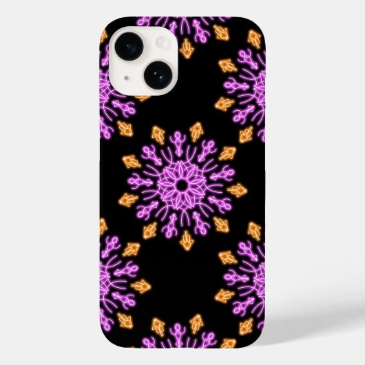ピンクとオレンジのネオンの花 Case-Mate iPhoneケース (裏面)