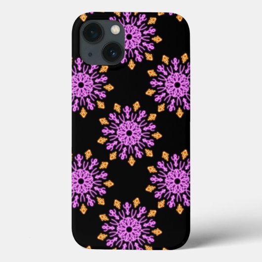ピンクとオレンジのネオン花ケースメイトiPhoneケース Case-Mate iPhoneケース (裏面)