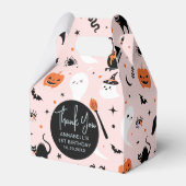 ピンクとオレンジのハロウィンガールバースデーパーティー フェイバーボックス (正面サイド)