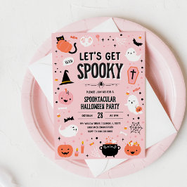 ピンクとオレンジのハロウィンパーティー招待状 - 楽しみましょう 招待状