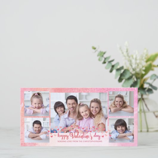 ピンクとオレンジのハート5 – フォトスクリプトバレンタイン シーズンカード (スタンド正面)