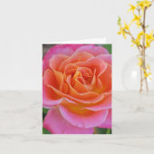 ピンクとオレンジのバラのカスタマイズされたグリーティングカード カード (黄色い花)