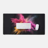 ピンクとオレンジのパウダーブラスト デスクマット (キーボード&マウス)