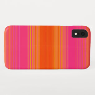 ピンクとオレンジのパタストライプのーン iPhone XRケース