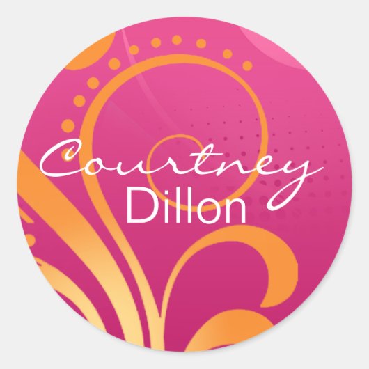 ピンクとオレンジのパーティーシール ラウンドシール (正面)