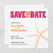 ピンクとオレンジのヒトデの結婚式の日付を保存 セーブザデート (正面/裏面)