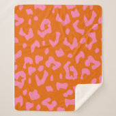 ピンクとオレンジのヒョウの印刷パターン シェルパブランケット (正面)