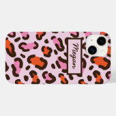 ピンクとオレンジのヒョウ柄カスタム Case-Mate iPhoneケース (裏面 (横))