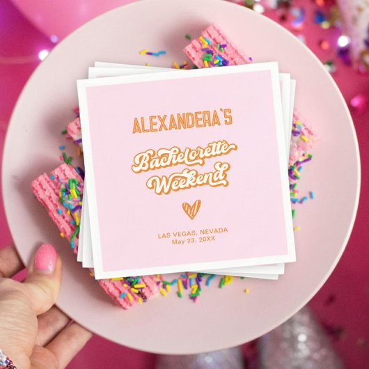 ピンクとオレンジのビーチバチェロレッテ スタンダードカクテルナプキン