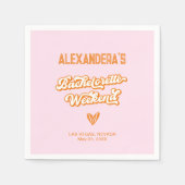 ピンクとオレンジのビーチバチェロレッテ スタンダードカクテルナプキン (正面)