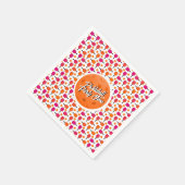 ピンクとオレンジのピックボールのパドルパーソナライズされた スタンダードカクテルナプキン (角)