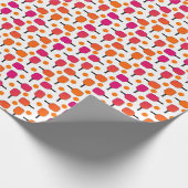 ピンクとオレンジのピックボールのパドルパーソナライズされた ラッピングペーパー (角)