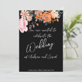 ピンクとオレンジのフローラと金ゴールド結婚式招待状 招待状 (スタンド正面)