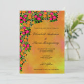 ピンクとオレンジのフローラをテーマ結婚にした 招待状 (スタンド正面)
