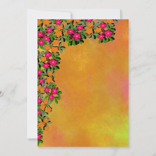 ピンクとオレンジのフローラをテーマ結婚にした 招待状 (裏面)