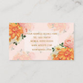 ピンクとオレンジのフローラアートデザイン 名刺 (裏面)