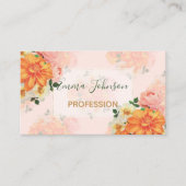 ピンクとオレンジのフローラアートデザイン 名刺 (正面)