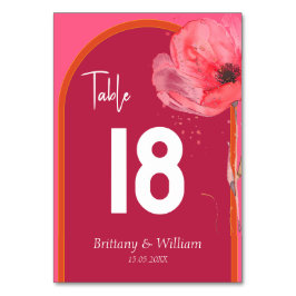 ピンクとオレンジのフローラサマー結婚ズ テーブルナンバー