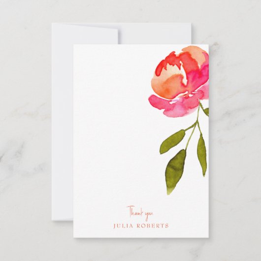 ピンクとオレンジのフローラシャワー空白のありがとう サンキューカード (正面)