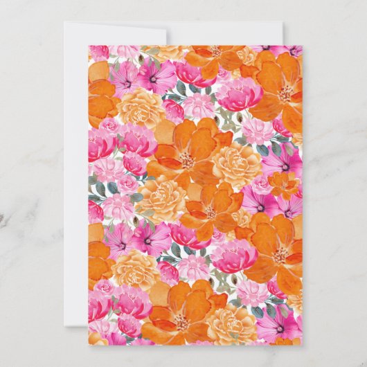 ピンクとオレンジのフローラドリンクもしブライダルシャワーゲーム 招待状 (裏面)