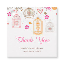 ピンクとオレンジのフローラバードケージブライダルシャワー