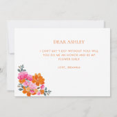 ピンクとオレンジのフローラフラワーガールプロポーズカード 招待状 (裏面)