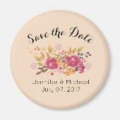 ピンクとオレンジのフローラブーケがデ結婚ートを救う マグネット (正面)