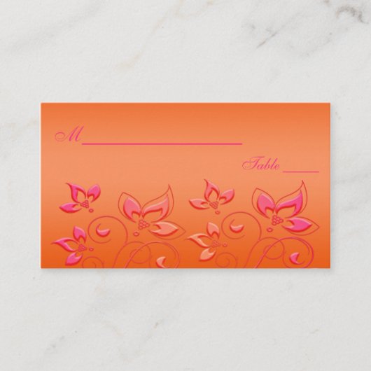 ピンクとオレンジのフローラプレイスカード プレイスカード (正面)