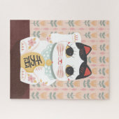 ピンクとオレンジのフローララッキーキャットパズル ジグソーパズル (横)