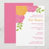 ピンクとオレンジのフローラ招待状 招待状 (正面/裏面)