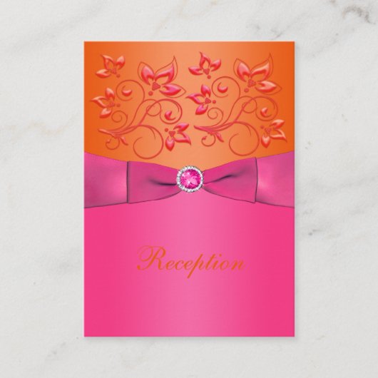 ピンクとオレンジのフローラ結婚のエンクロージャカード エンクロージャーカード (正面)