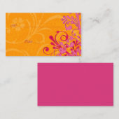 ピンクとオレンジのフローラ結婚の場所またはエスコートカード プレイスカード (正面/裏面)