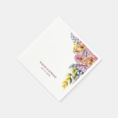 ピンクとオレンジのフローラ結婚の スタンダードカクテルナプキン (角)