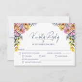 ピンクとオレンジのフローラ結婚の 出欠カード (正面)