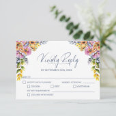 ピンクとオレンジのフローラ結婚の 出欠カード (スタンド正面)
