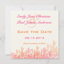 ピンクとオレンジのフローラ結婚式の日付を保存 セーブザデート