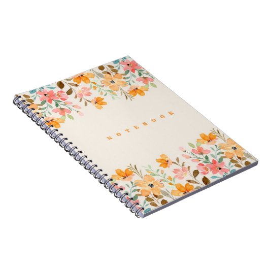 ピンクとオレンジのフローラ美学 ノートブック (右側)