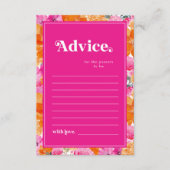 ピンクとオレンジのフローラ赤ちゃんシャワーの親 アドバイスカード (正面)