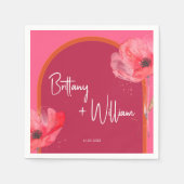 ピンクとオレンジのフローラ開花 鮮やか スタンダードカクテルナプキン (正面)