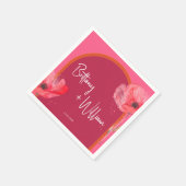 ピンクとオレンジのフローラ開花 鮮やか スタンダードカクテルナプキン (角)