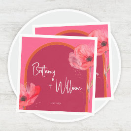 ピンクとオレンジのフローラ開花 鮮やか スタンダードカクテルナプキン