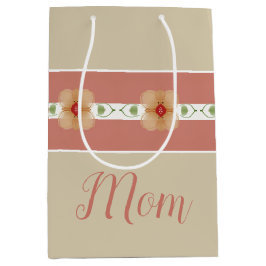 ピンクとオレンジのフローラ ミディアムペーパーバッグ