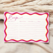 ピンクとオレンジのブライダルシャワー波状レシピカード 招待状