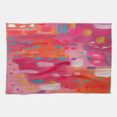 ピンクとオレンジのブラシマークの抽象芸術 キッチンタオル (横)