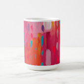 ピンクとオレンジのブラシマークの抽象芸術 コーヒーマグカップ (中央)