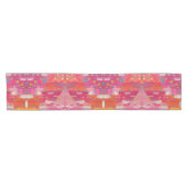 ピンクとオレンジのブラシマークの抽象芸術 ショートテーブルランナー (横)