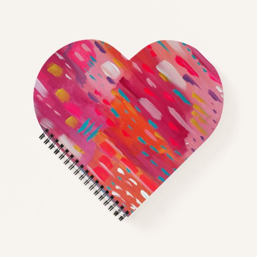 ピンクとオレンジのブラシマークの抽象芸術 ノートブック (正面)