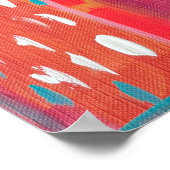 ピンクとオレンジのブラシマークの抽象芸術 ポスター (角)